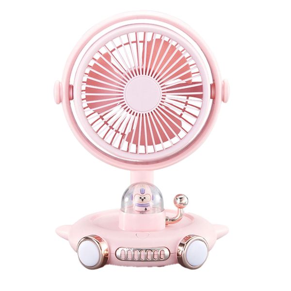 Desk Fan USB Light Adjustable Pink