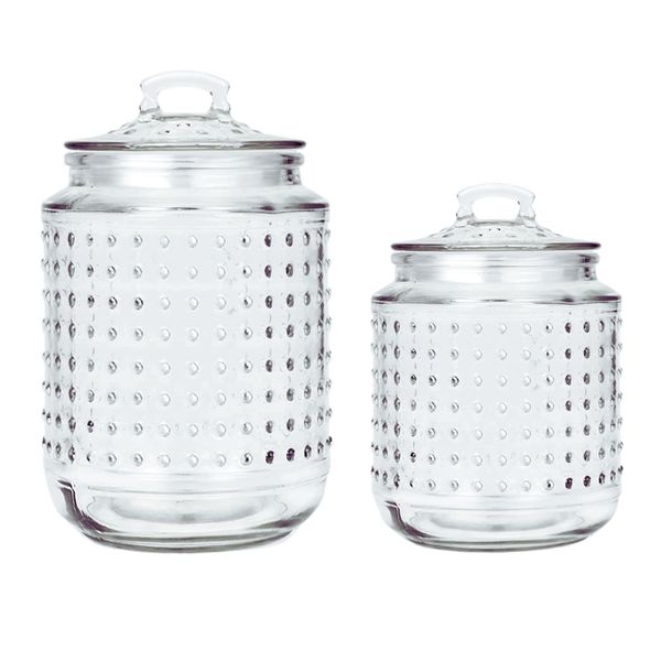 Glass Sweetie / Cookie Jar with Airtight Lid Big and Small Combo