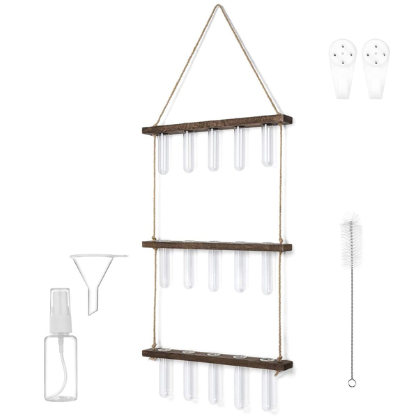 3 Tier Wall Hanging Planter Propagation Terrarium With Glass Test Tubes