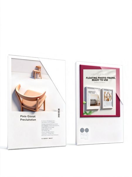 Perspex Floating Photo Frame A4 - Flexible Movement, No Drill Mount