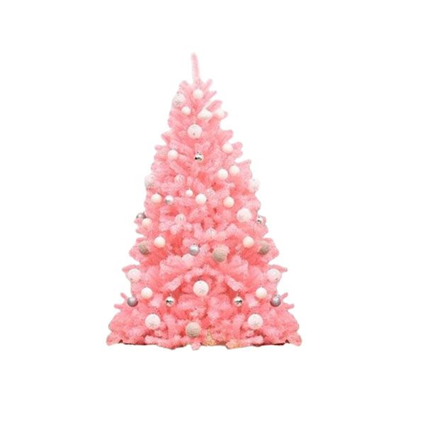 Irish Fir Pink Christmas Tree With LED Lights And Decor