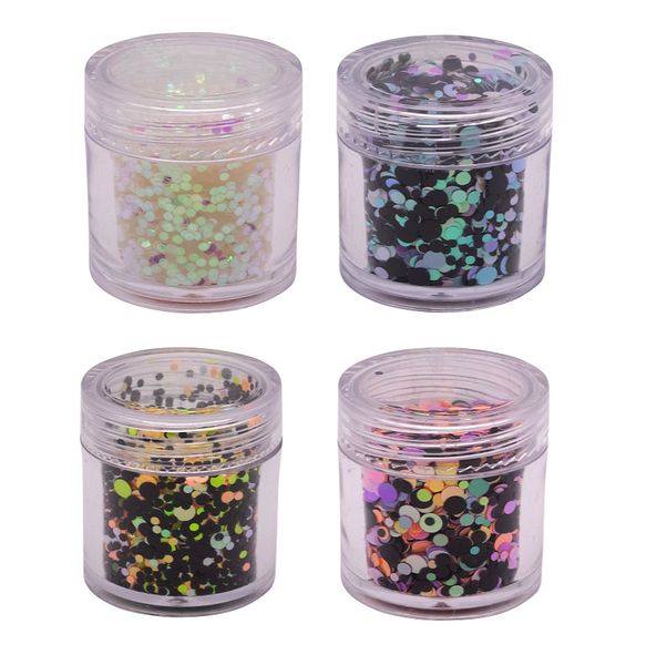 Spangles Nail Art Decoration- 4 Pack Rainbow - Blue, Pink, Gold &amp; White.