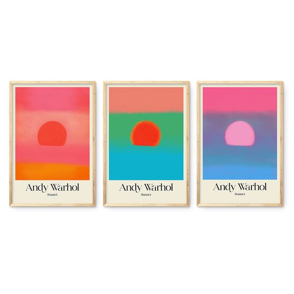 Cape Art Framed Canvas 3 Piece 40x60cm Warhol Sunset