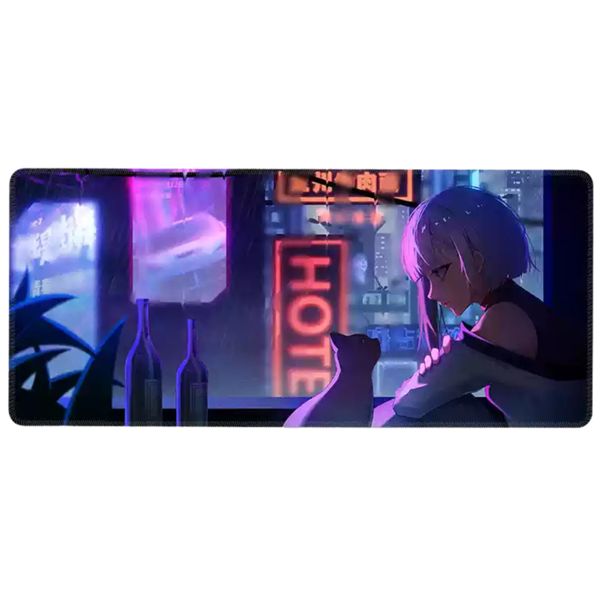 Cyberpunk Gaming Mouse Pad - XL Lucy Anime Desk Mat, Non-Slip, Waterproof