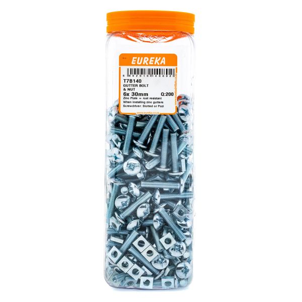 EUREKA Gutter Bolt &amp; Nut 6 x 30mm Q:200 T7B140