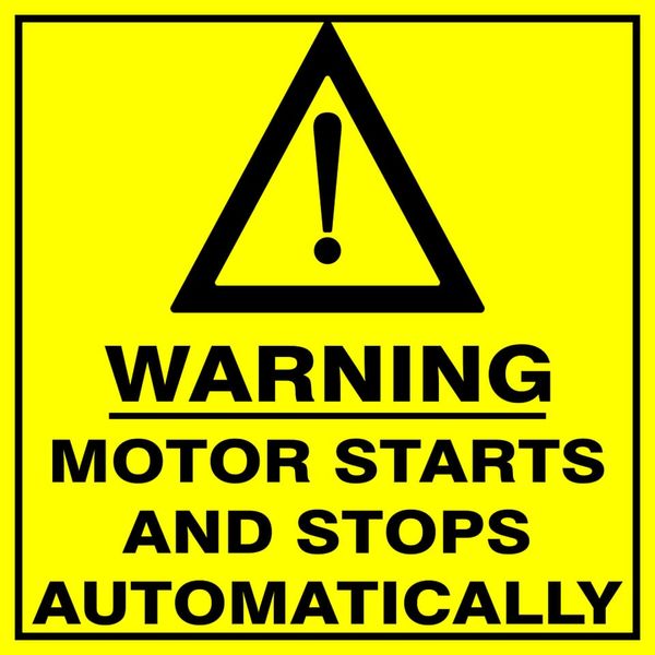 Warning Motor Starts And Stops Automatically Sign 290x290