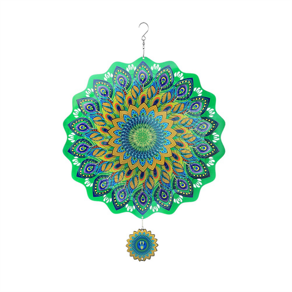 Peacock Wind Spinner Metal Rotating Outdoor Garden Hanging Decor