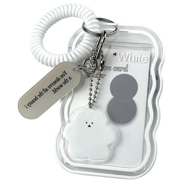 Transparent ID Card Holder With Wrist Coil &amp; Charms