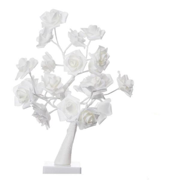 LED White Rose Flower Night Rose Bedroom Night Lamp Home Lamp Simula