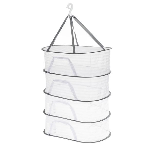 4-Layer Collapsible Herb Drying Rack - Hanging Mesh Net with Zipper