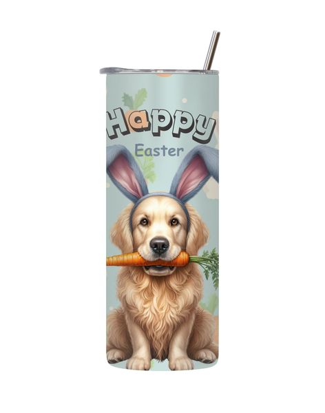 Retriever 20 Oz Tumbler with Lid Straw Graphic Dog Easter Design Present084