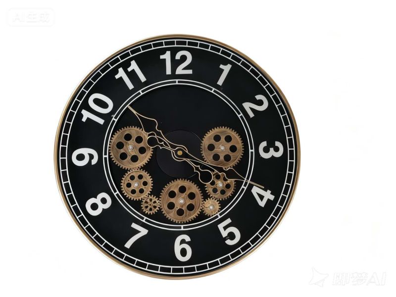 Gold-Black Glass, Plastic Battery Powered Analogue Wall Clock