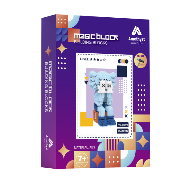 DIY 3D Cartoon Toy - Kaws Magic Building Blocks 2540 Pieces - Green Sit