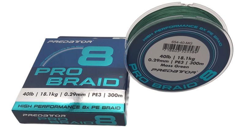 Predator Pro Braid 40lb 18.1kg Moss Green 300m 8x PE Fishing Line