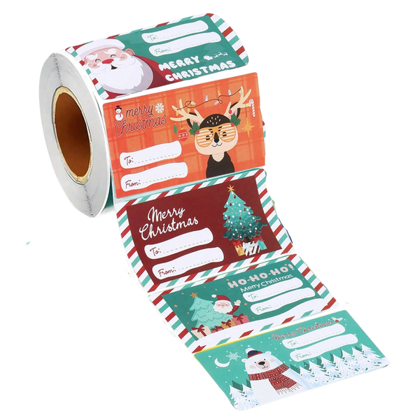 200-Piece Christmas To/From Gift Tag Sticker Roll - Multicolor