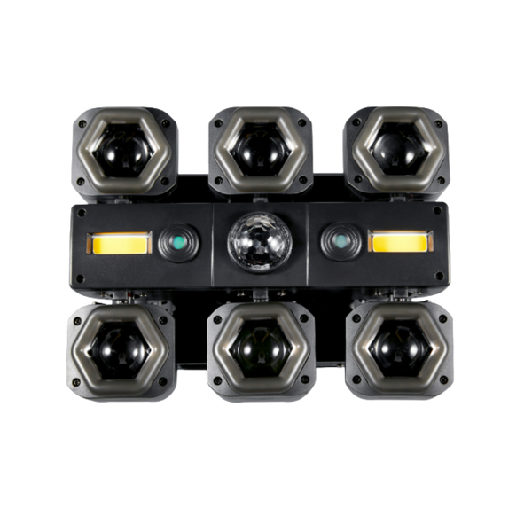 6-Head RGB Moving Head Stage Light with LED Laser Effects
