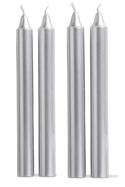 Metallic Taper Dinner Candles - Silver - 4 Pack