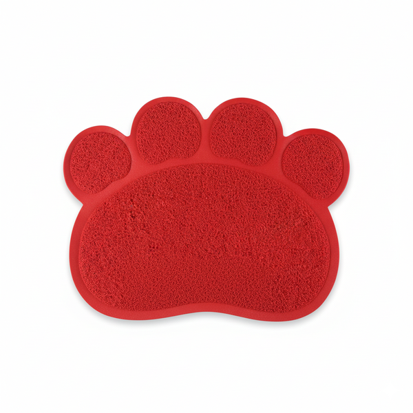 Red Premium Pet Paw Mat - Cat/Dog Litter/Food Catcher, Easy Clean Design