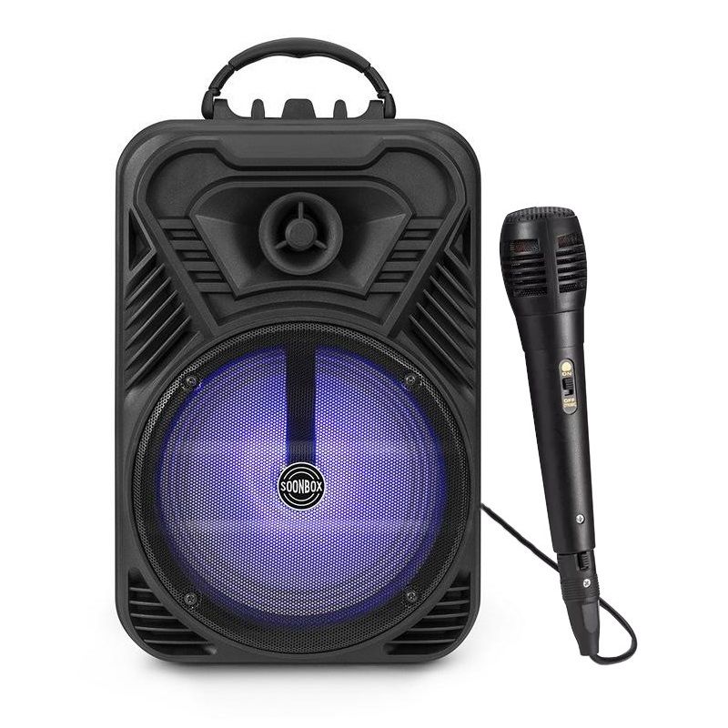 Wireless LED Karaoke Speaker with Wired Mic and Cellphone Holder
