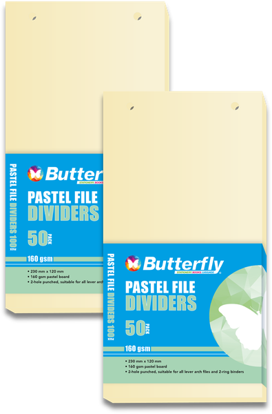 Strip File Divider - 160Gsm Pastel - 50 Pack (Buff) X2