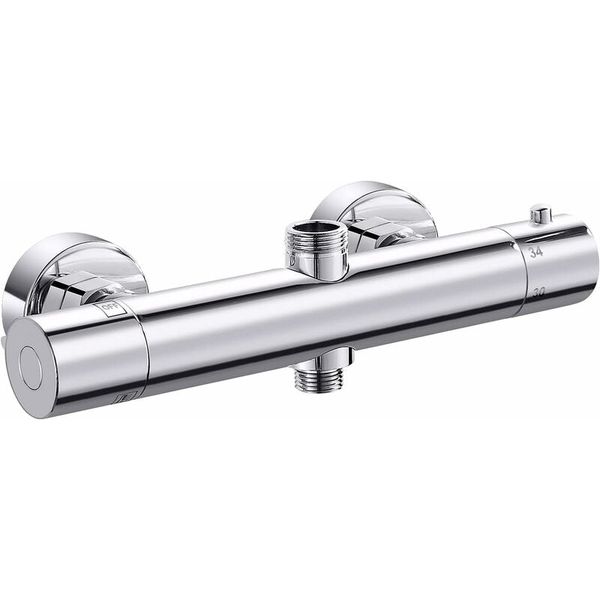 Thermostatic Shower Mixer, Double Outlet - Silver