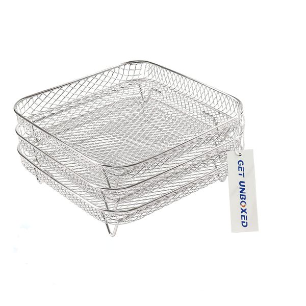 GET UNBOXED Square Air Fryer Accessories 3 Stackable Dehydrator Racks