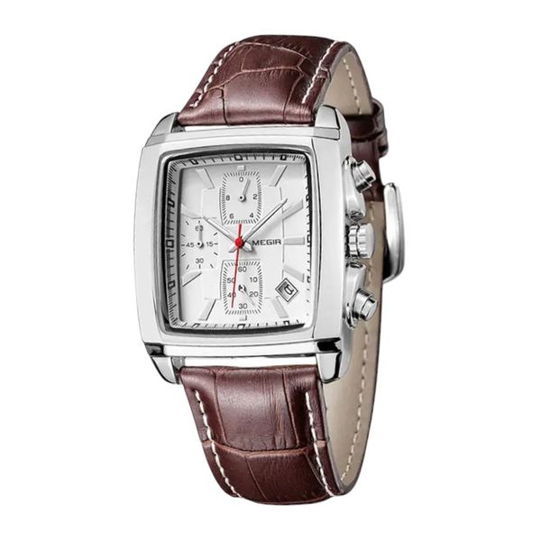 MEGIR - Water Resistant Formal Quartz Watch With PU Leather Strap - Brown
