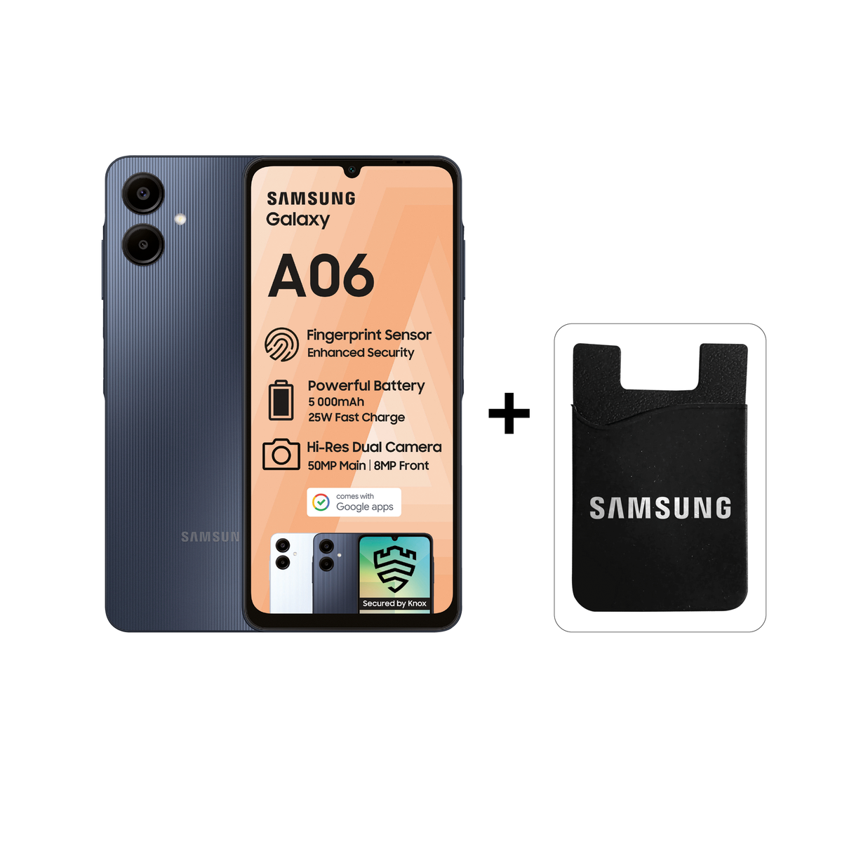 Samsung Galaxy A06 64GB Dual Sim - BlueBlack + Card Holder