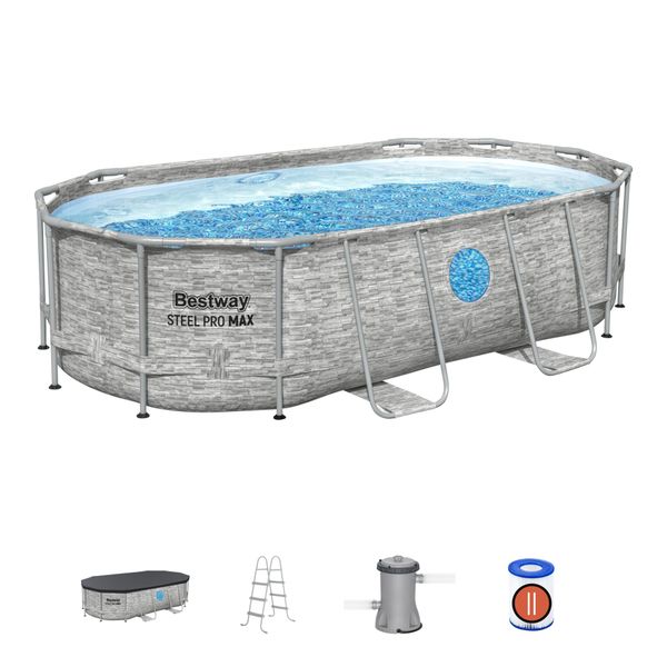 Bestway Steel Pro Max 4.27m x 2.50m x 1.00m Splashview Oval Pool Set