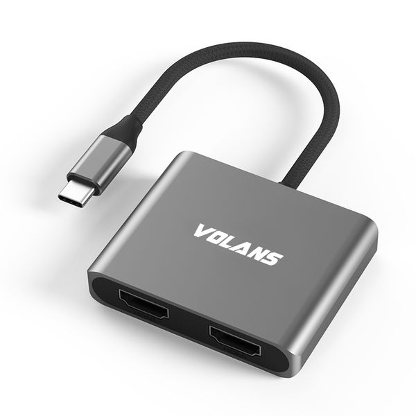 Volans USB-C to Dual HDMI Adapter - 4K@60Hz Dual Display Support