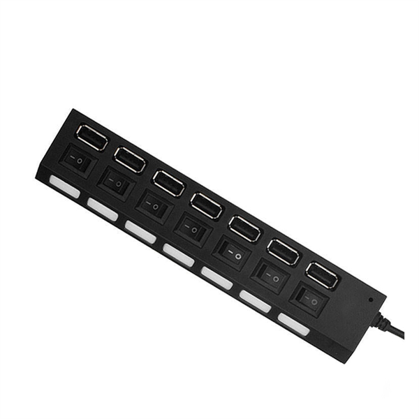 USB Hub 2.0 USB Splitter Multi Hub Adapter with Switch for PC ,Black