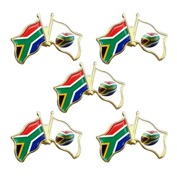 5PK Rugby South Africa Flag Lapel Pin Badge Souvenier Novelty Gift