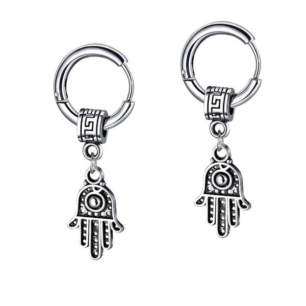Hamsa Evil Eye Hoop Earrings (ER-GE495-S)