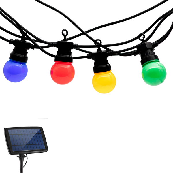Stellar Lighting Solar 10 Multi-Colour LED Festoon Bulb String Lights - 10m