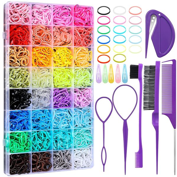32 Colors Small Hair Rubber Bands with Hair Styling Tools - 2016 Pieces