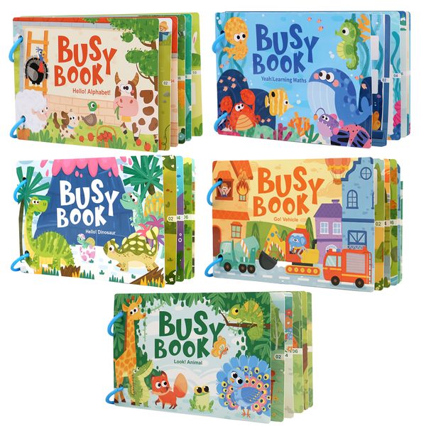 5 Pack DIY Montessori Busy Book for Toddlers, Educational Activities
