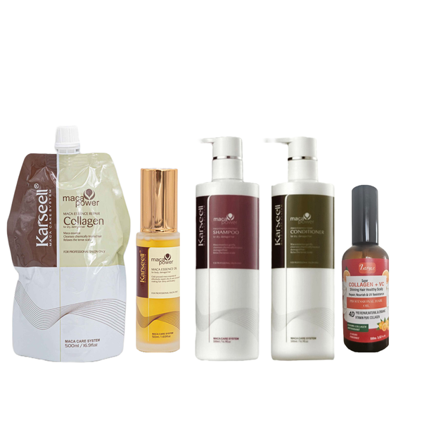 Karseell Collagen Maca Shampoo, Conditioner,Pouch Mask, Oil &amp; Collagen Oil