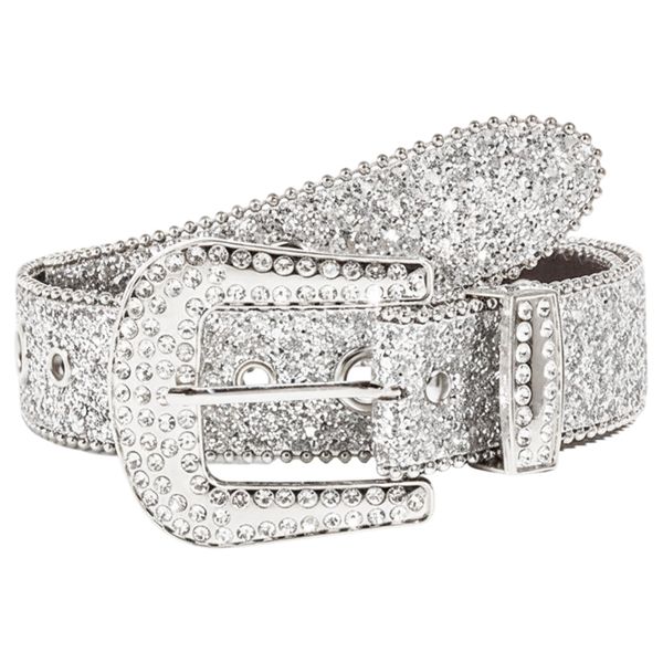 Rhinestone Belt, Sparkly Silver Belts for Women