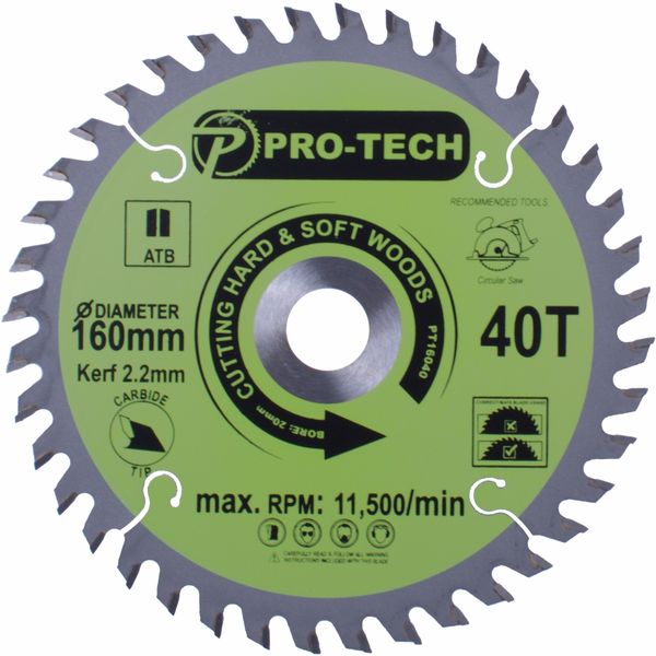Pro-Tech - Saw Blade - 160 x 2.2 x 20 x 40T - Wood Professional - 3 Pack