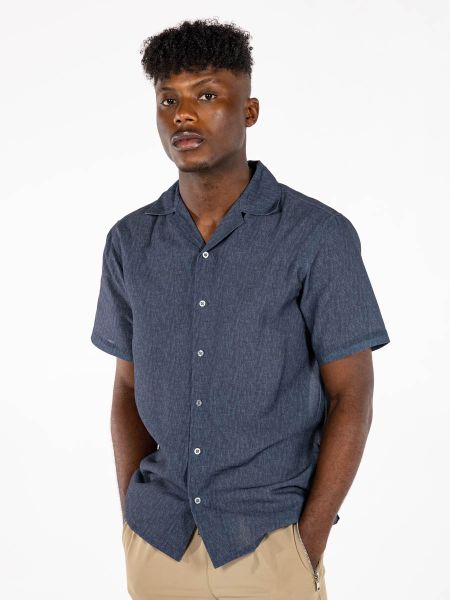 Lee Cooper Men's SS Button Shirts: Braman Navy