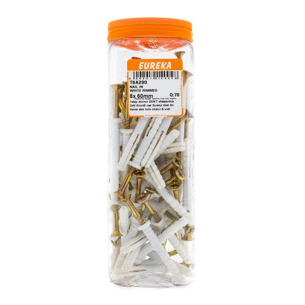 EUREKA Nail-In Anchor White Rimmed 8 x 60mm Q:70 T6A290