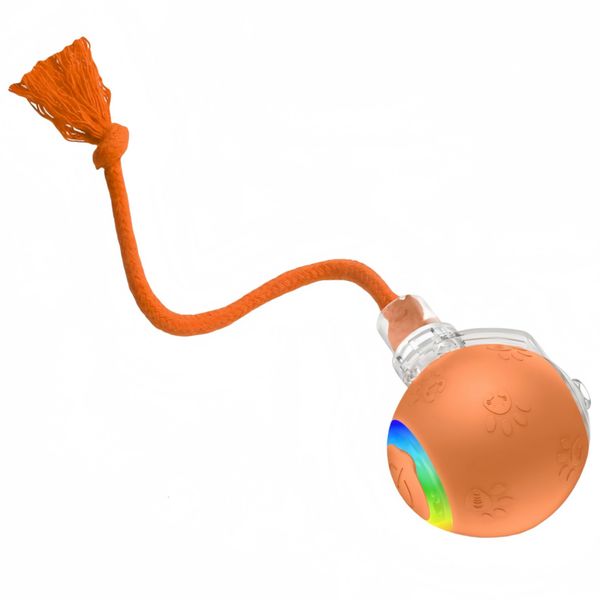 2 Mode Smart Gravity Cat Toy Ball with Rope,Bird Sound,Rechargeable(Orange)