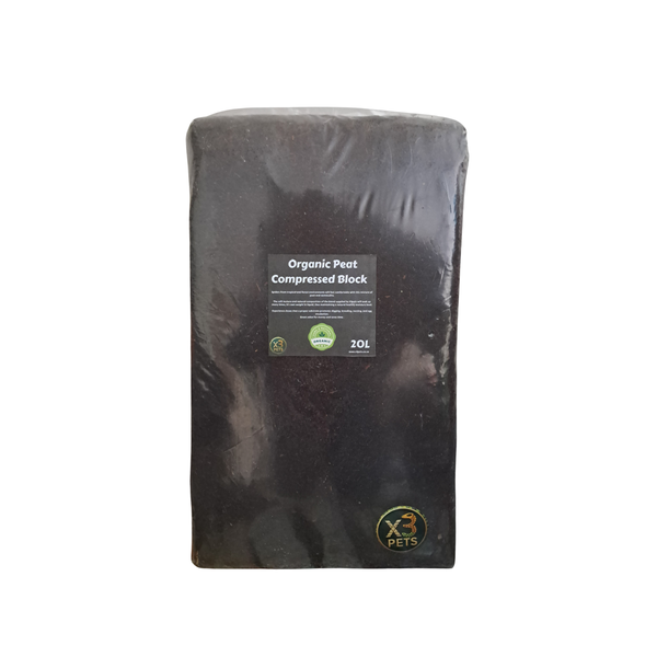 Organic Peat Compressed Block 20L - Natural Reptile &amp; Plant Substrate