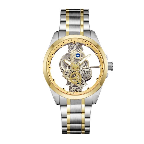 Waterproof Men's Quartz Watch - Double-Sided Transparent Skeleton Design