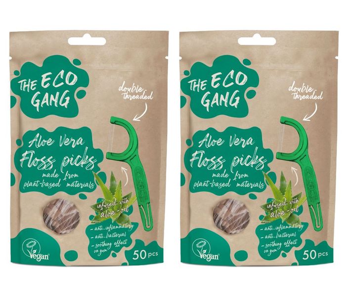 The Eco Gang Floss picks - Aloe Vera - 100 Pieces