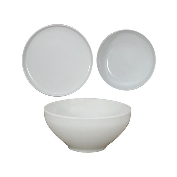 George &amp; Mason - 12 Piece Porcelain Round with Lip White Dinner Set