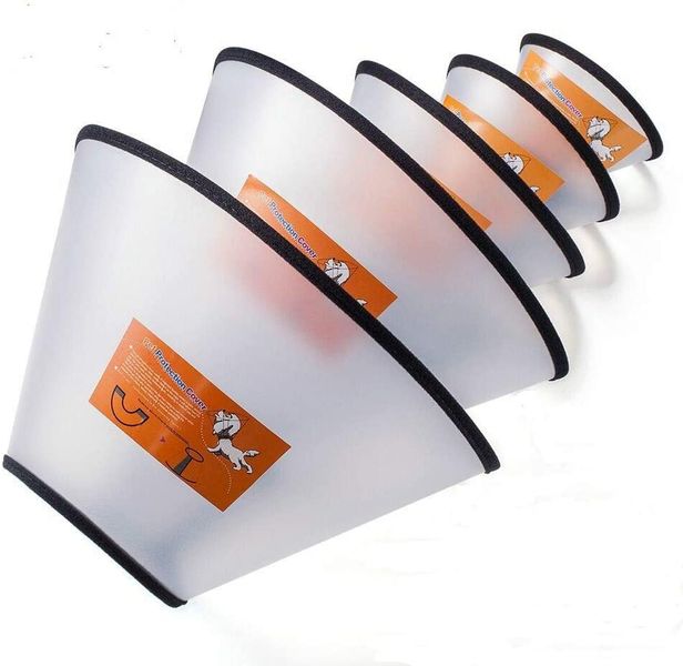 Dog Cone Recovery Collar, Adjustable Protective Collars for Pet Dog &amp; Cat - Transparent - XXS