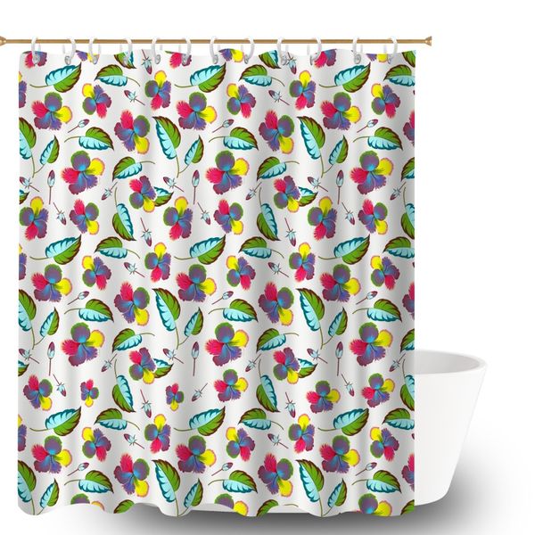 Bathroom Shower Curtain, 180x180cm Patterned Tropical Print Bathtub Curtain