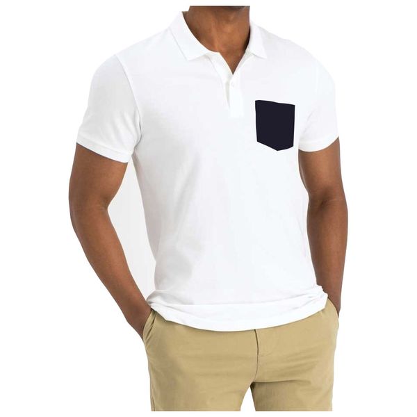 Pappa Joe - Men's Pocket Golf/Polo Shirt - White with Black Pocket