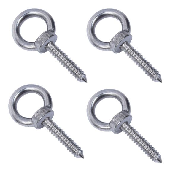 Tool M6 Stainless Steel Lifting Hanging Ring Eye Screw 4pcs (4cm) - Special